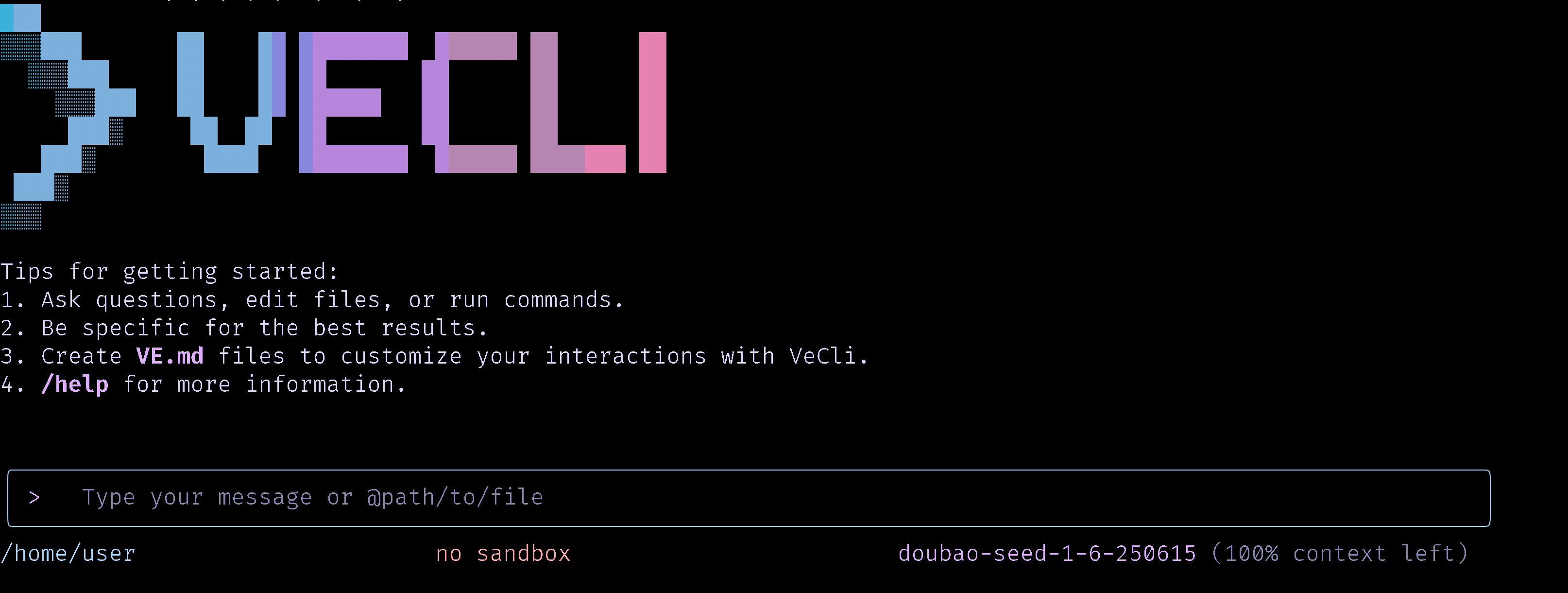 VeCLI Screenshot